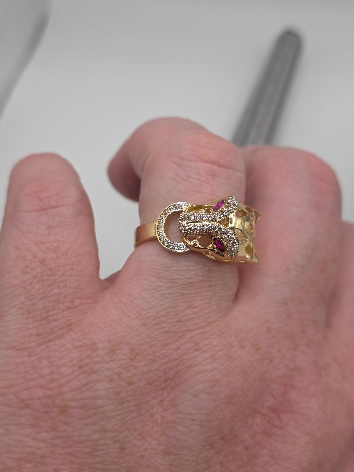 LAYAWAY - DO NOT BUY 14ct gold ruby and cz panther ring