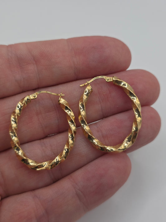 9ct gold twisted creole earrings