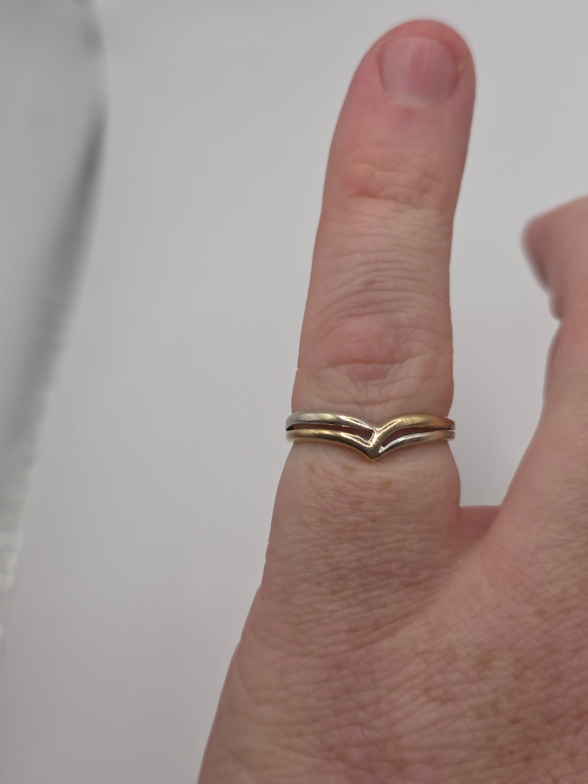 9ct two tone gold wishbone ring