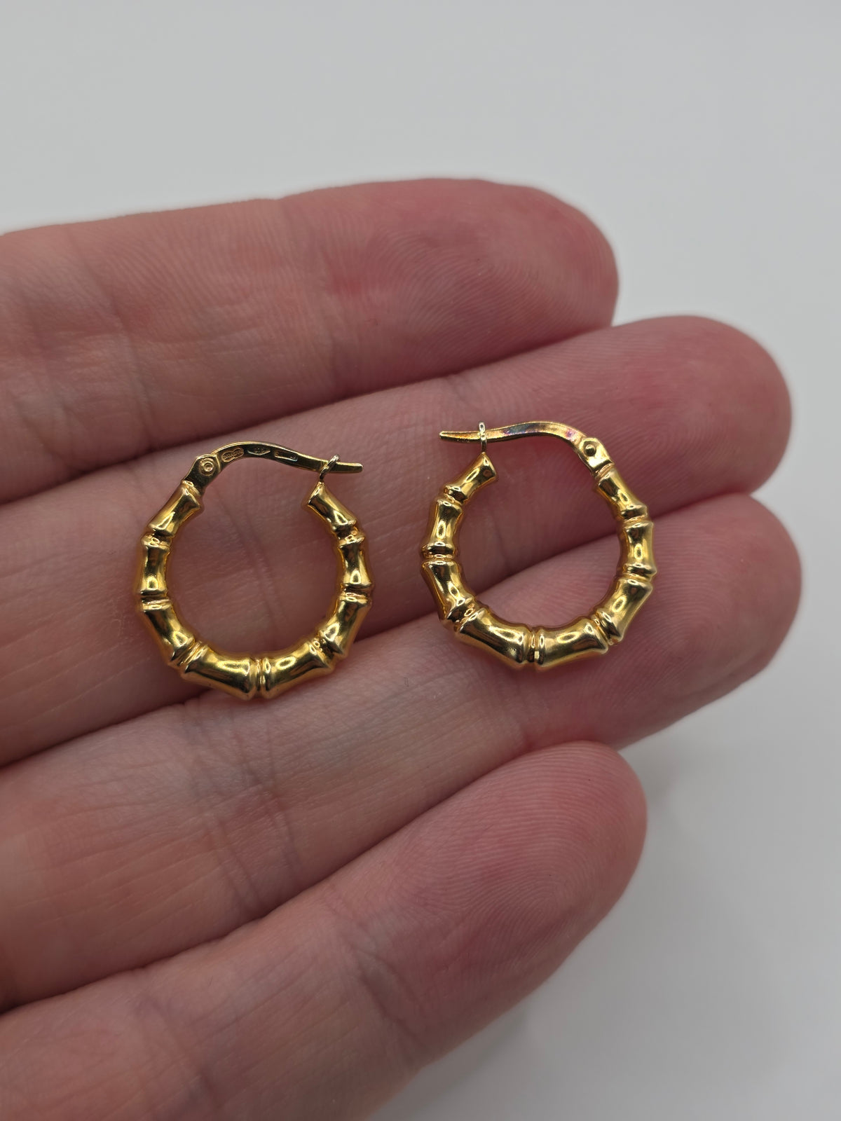 9ct gold bamboo creole earrings