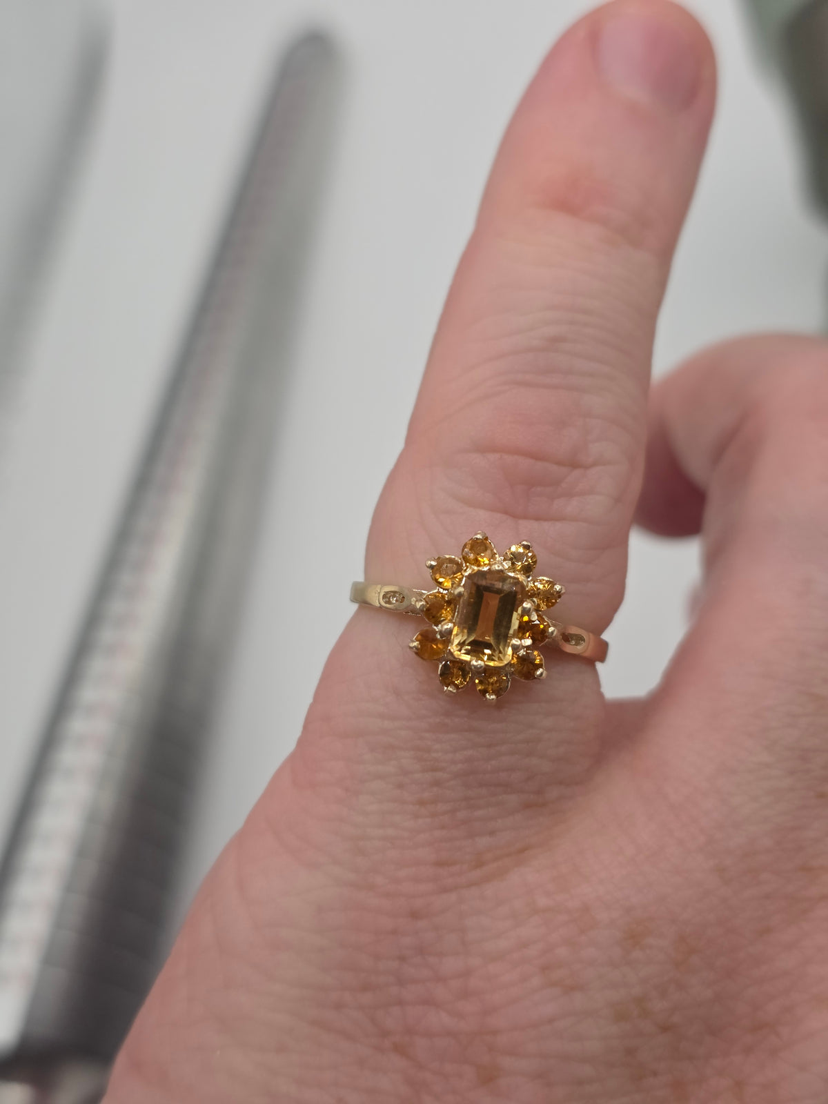 9ct gold citrine cluster ring