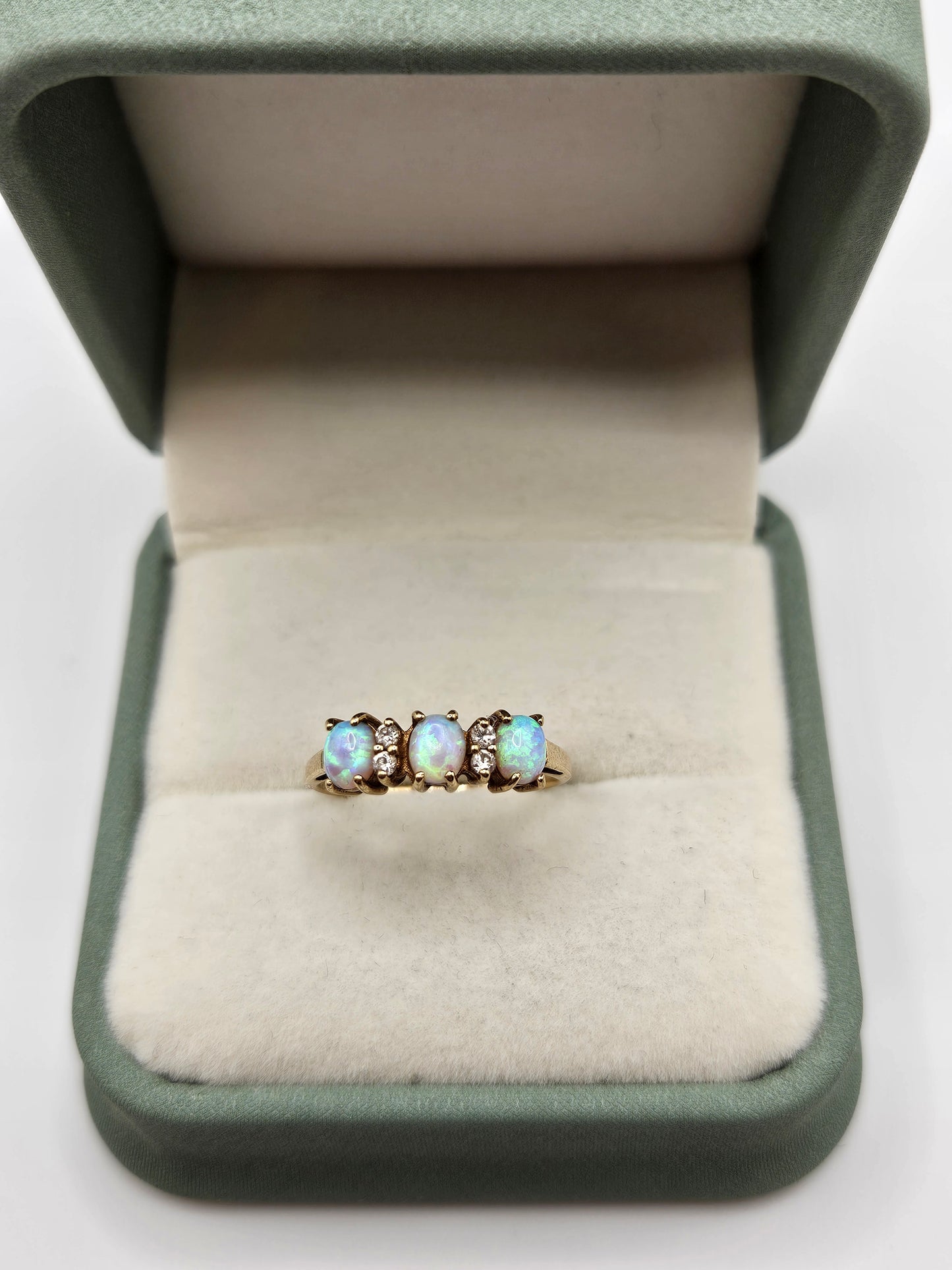 9ct gold synthetic opal and diamond ring