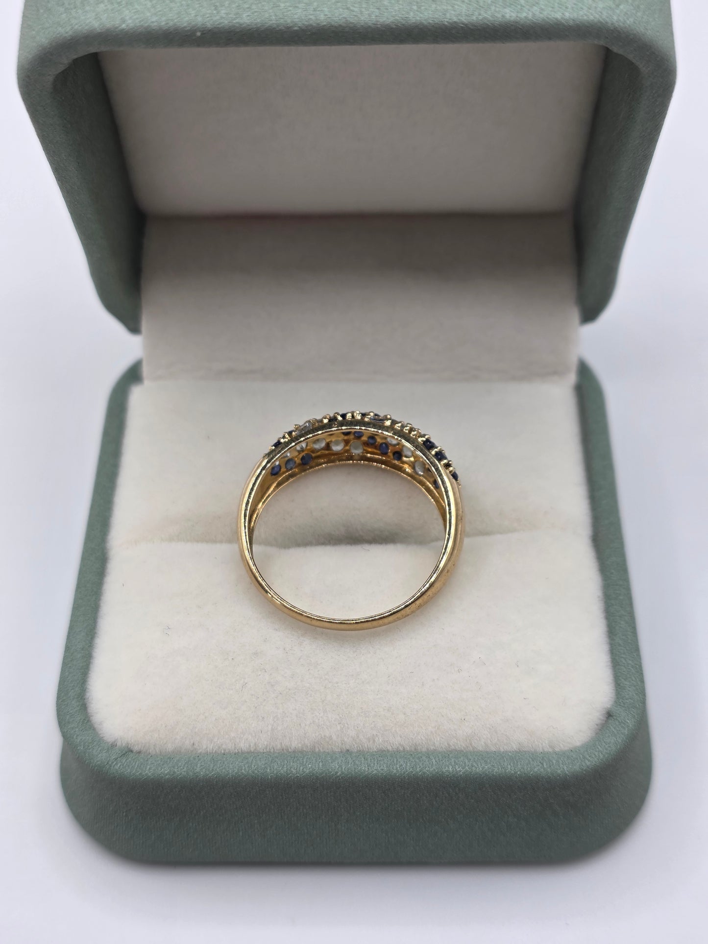 9ct gold sapphire and cz ring