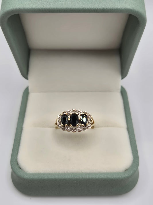9ct gold sapphire and diamond ring