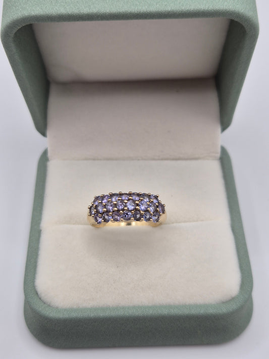 9ct gold tanzanite cluster ring