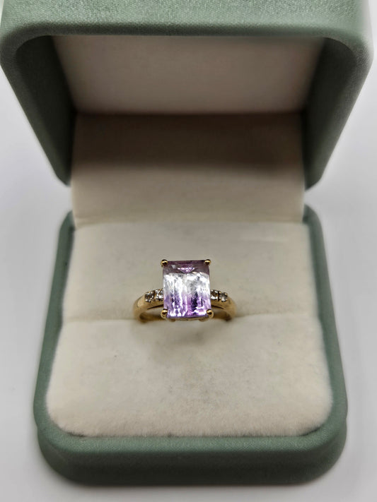 9ct gold brazillian amethyst and zircon ring