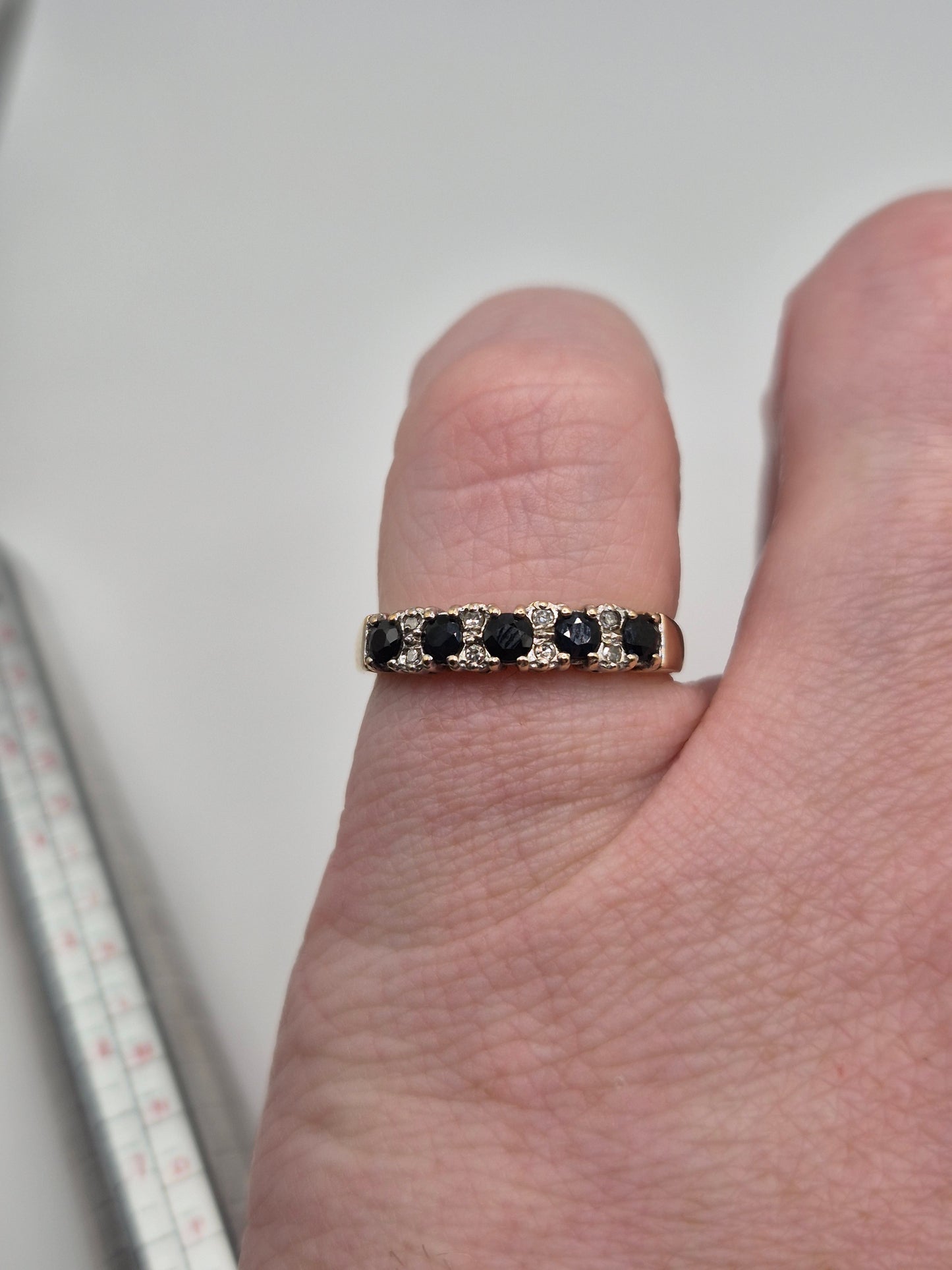 9ct gold sapphire and diamond ring