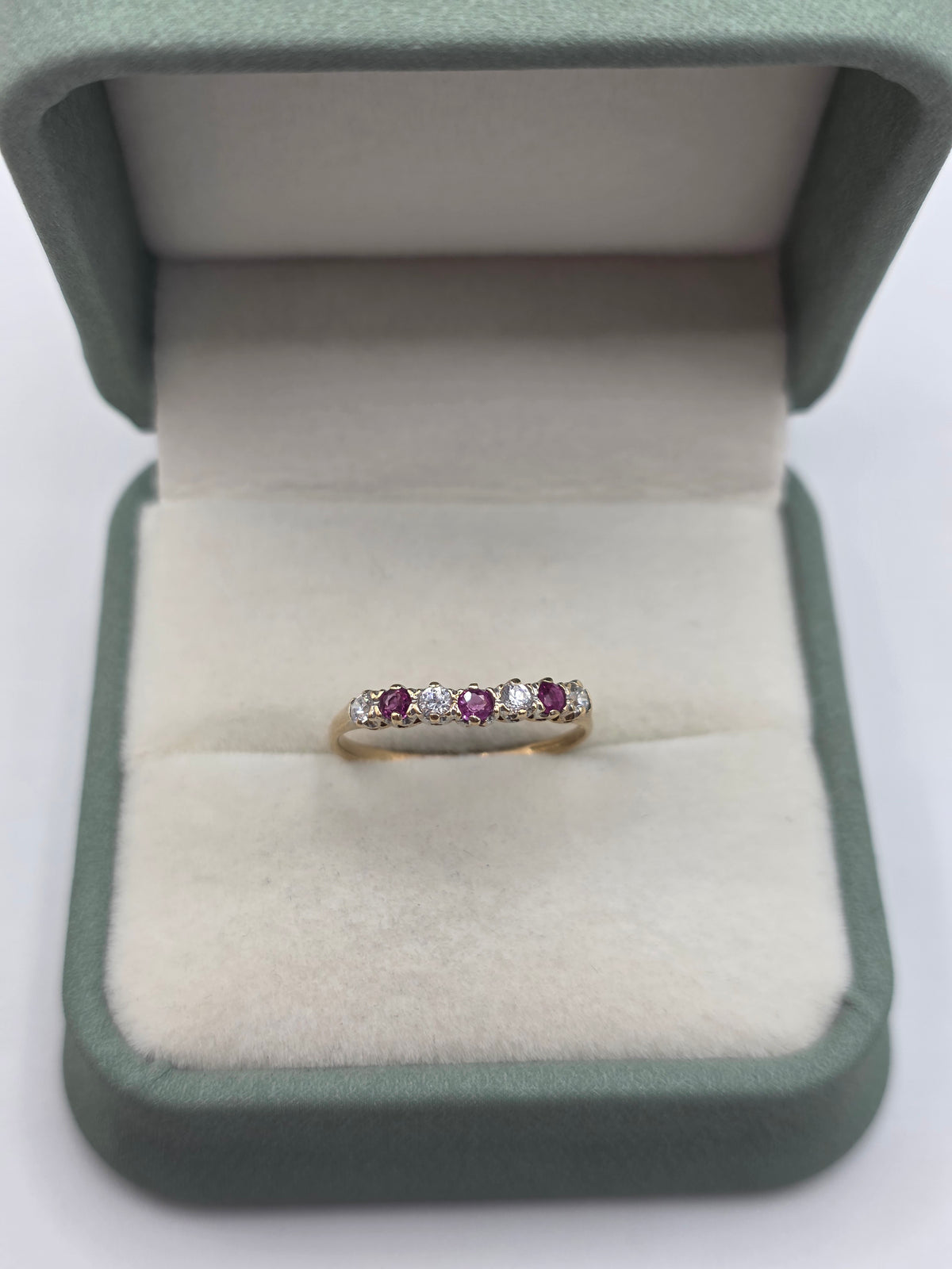 9ct gold ruby and cz ring