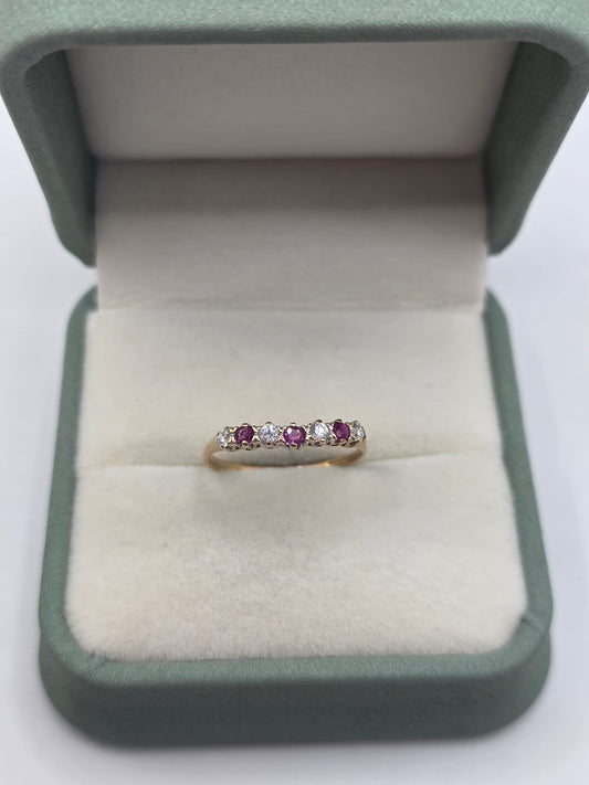9ct gold ruby and cz ring