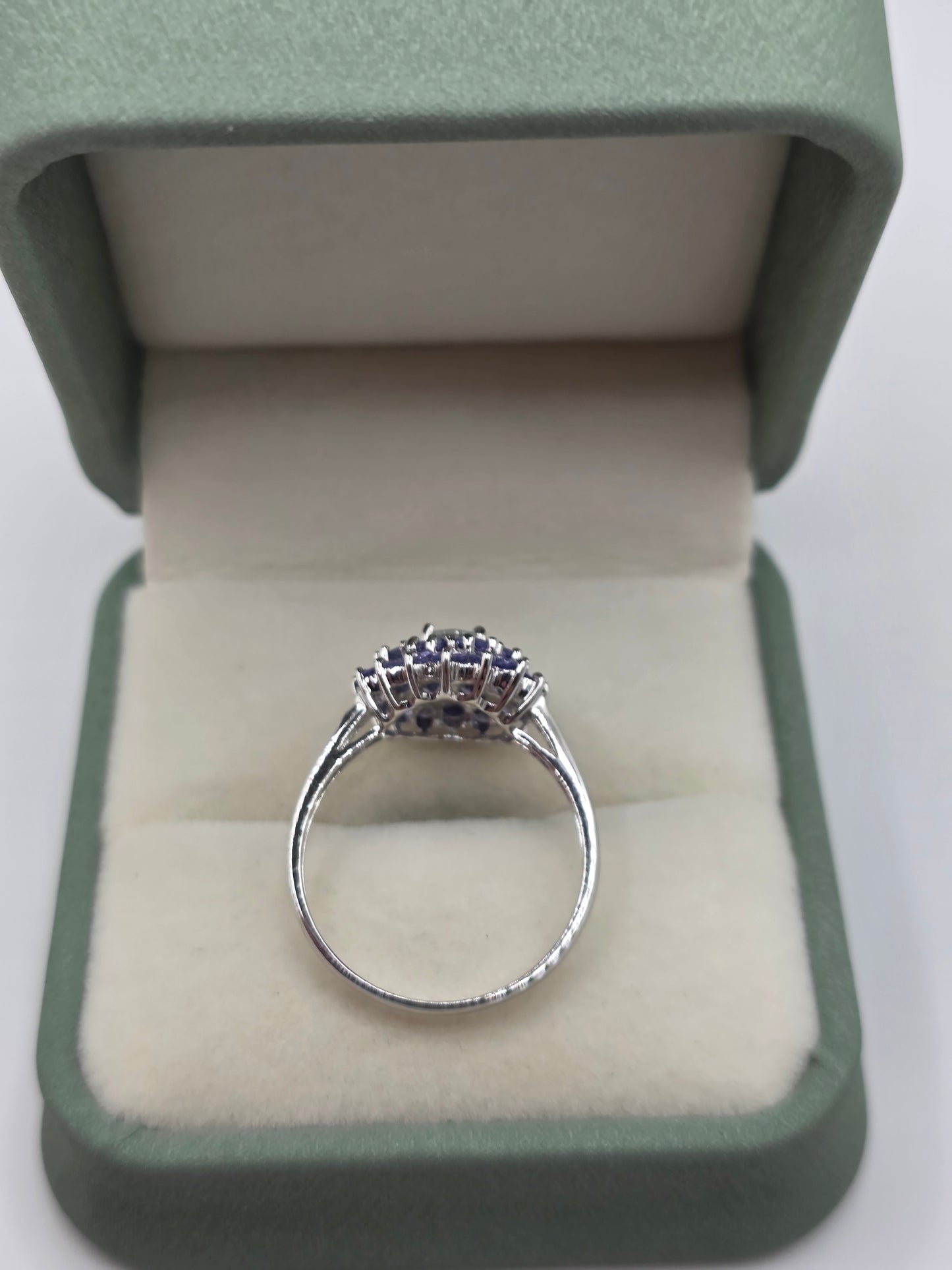 9ct white gold aquamarine a d tanzanite ring