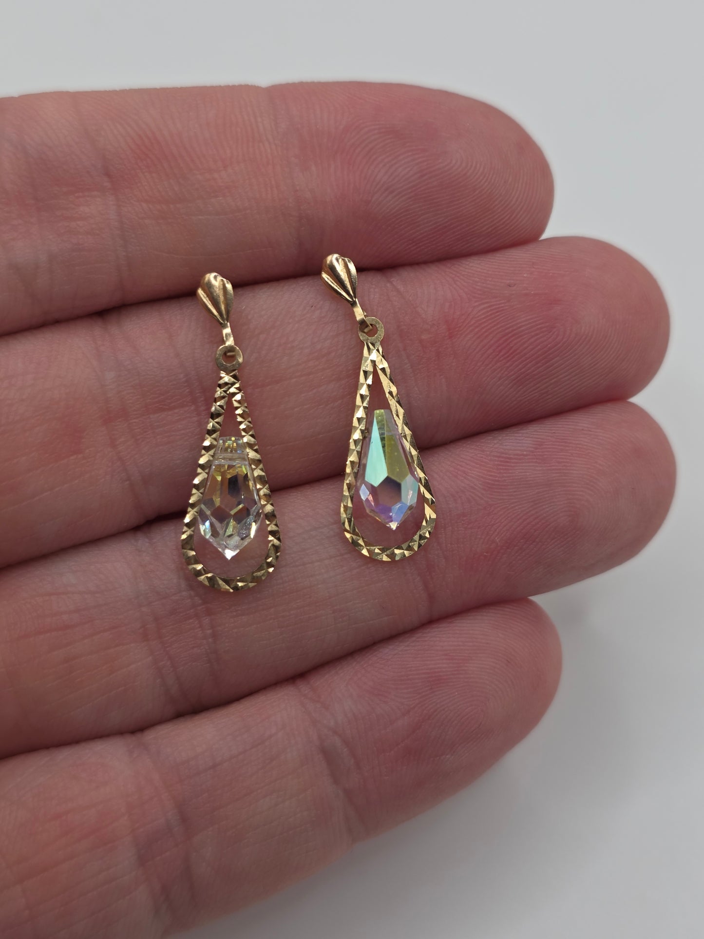 9ct gold rock crystal earrings