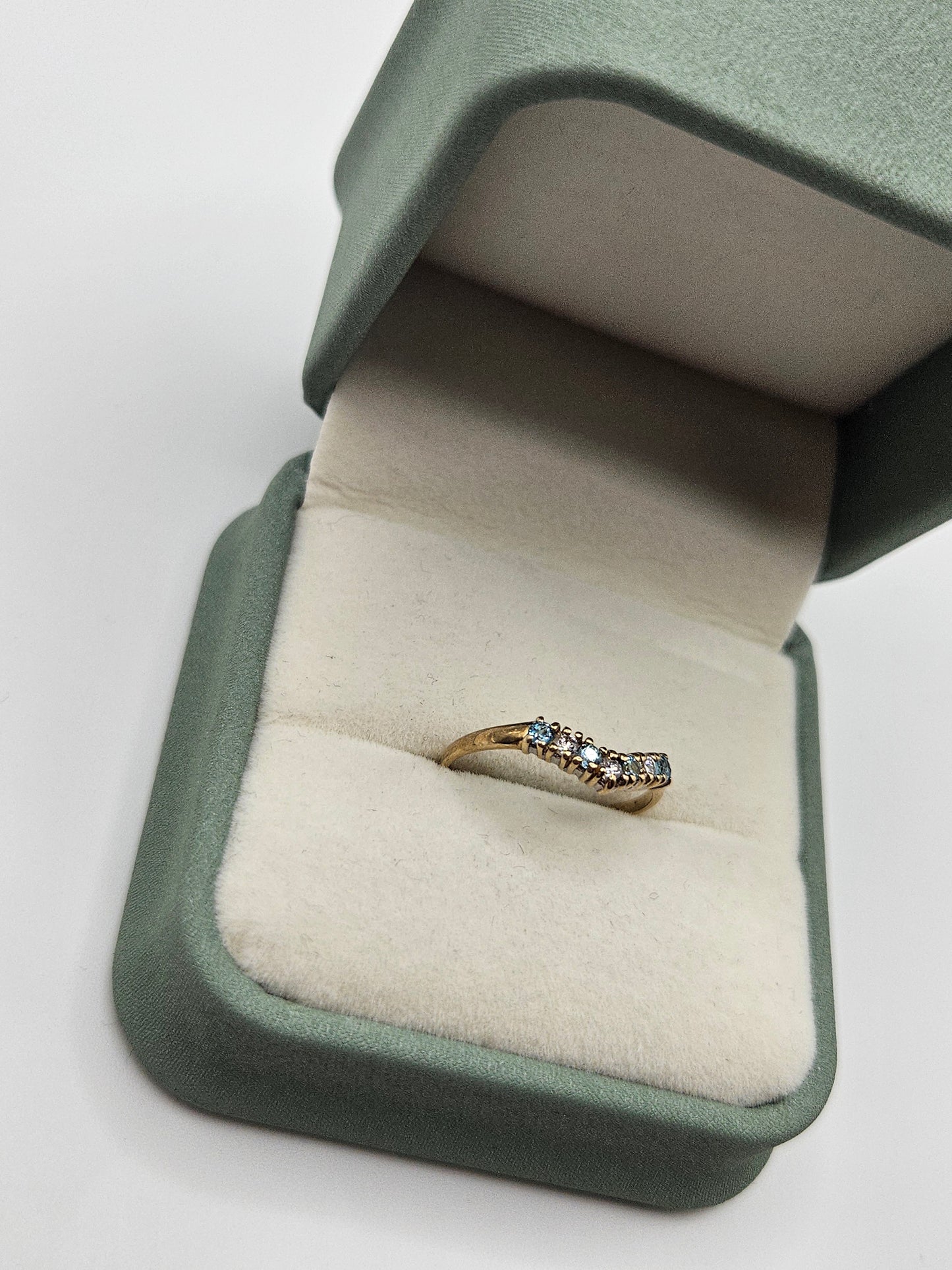 9ct gold topaz and cz wishbone ring