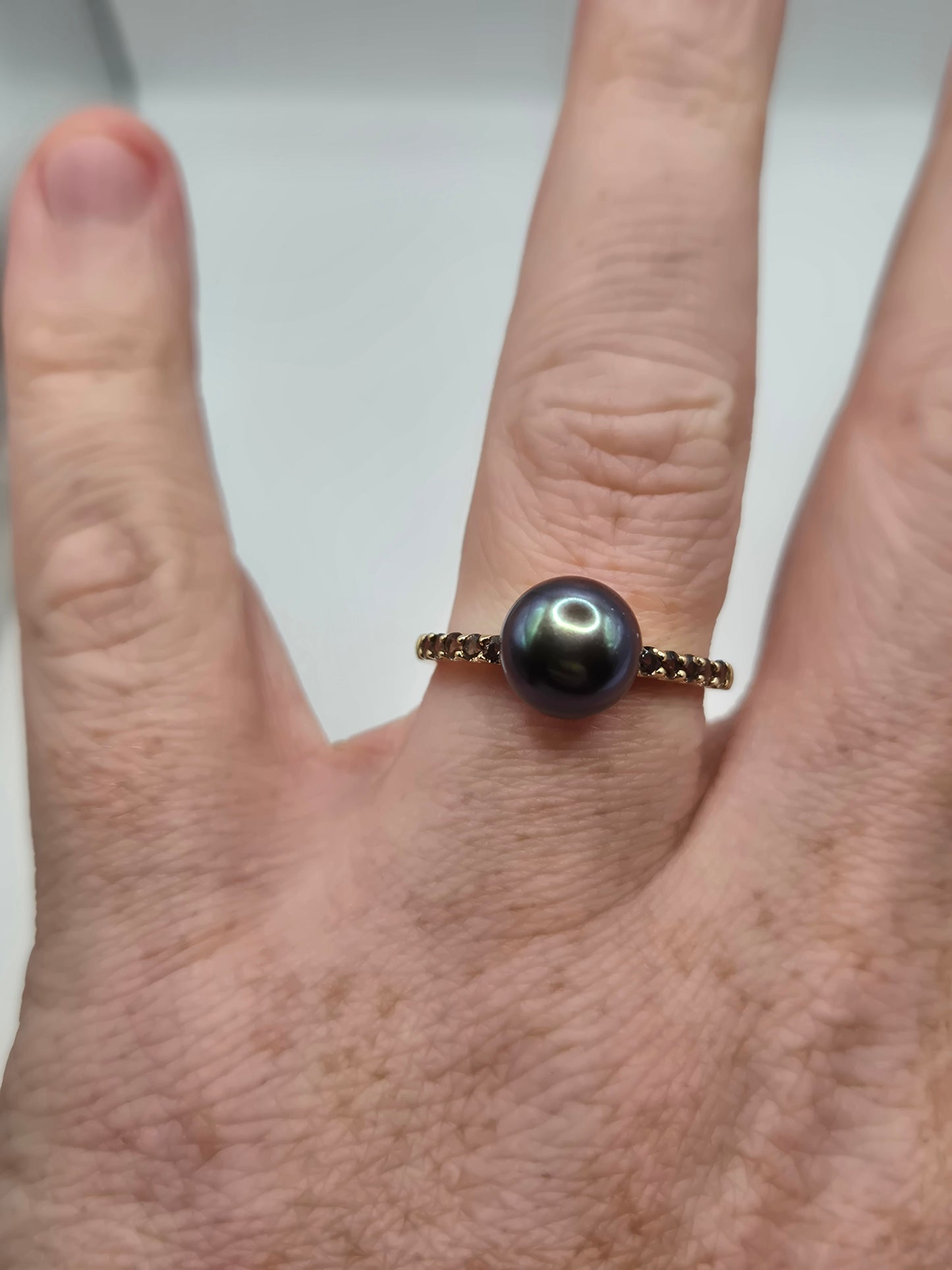 9ct gold pearl and quartz ring