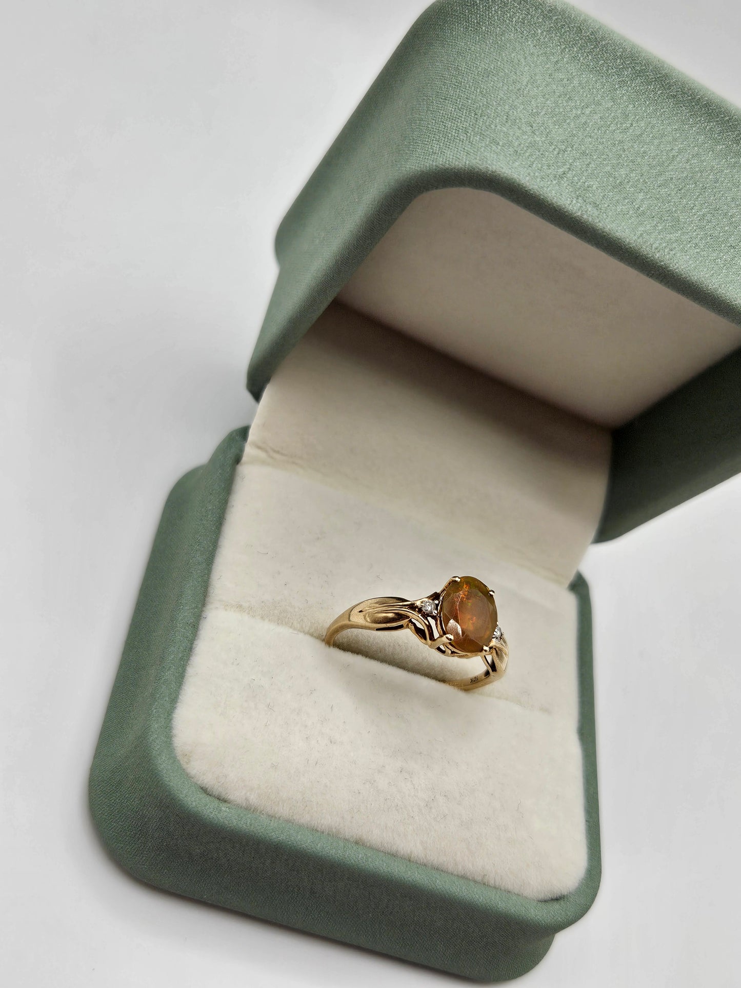 9ct gold opal and diamond ring