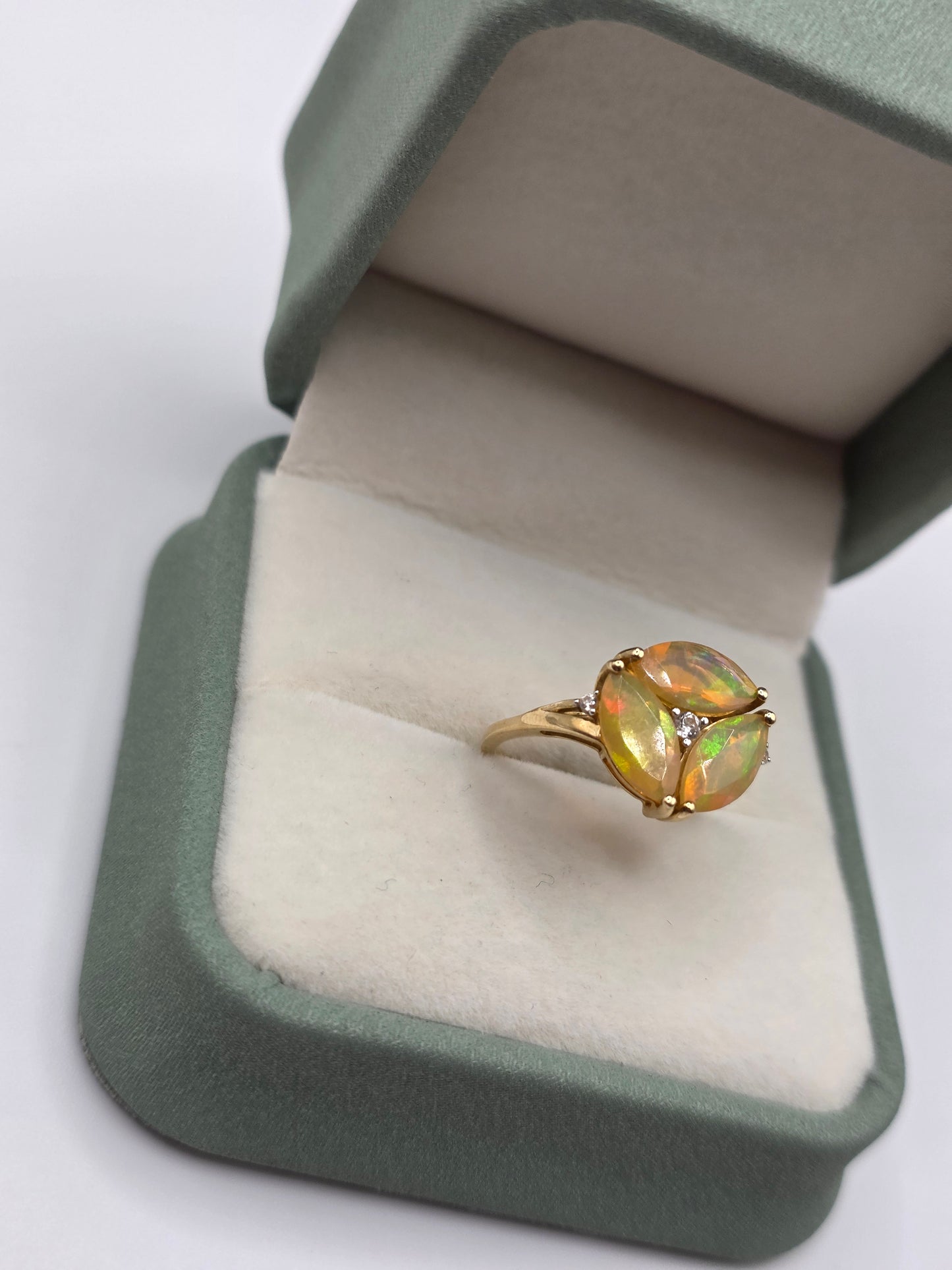 9ct gold opal and zircon ring