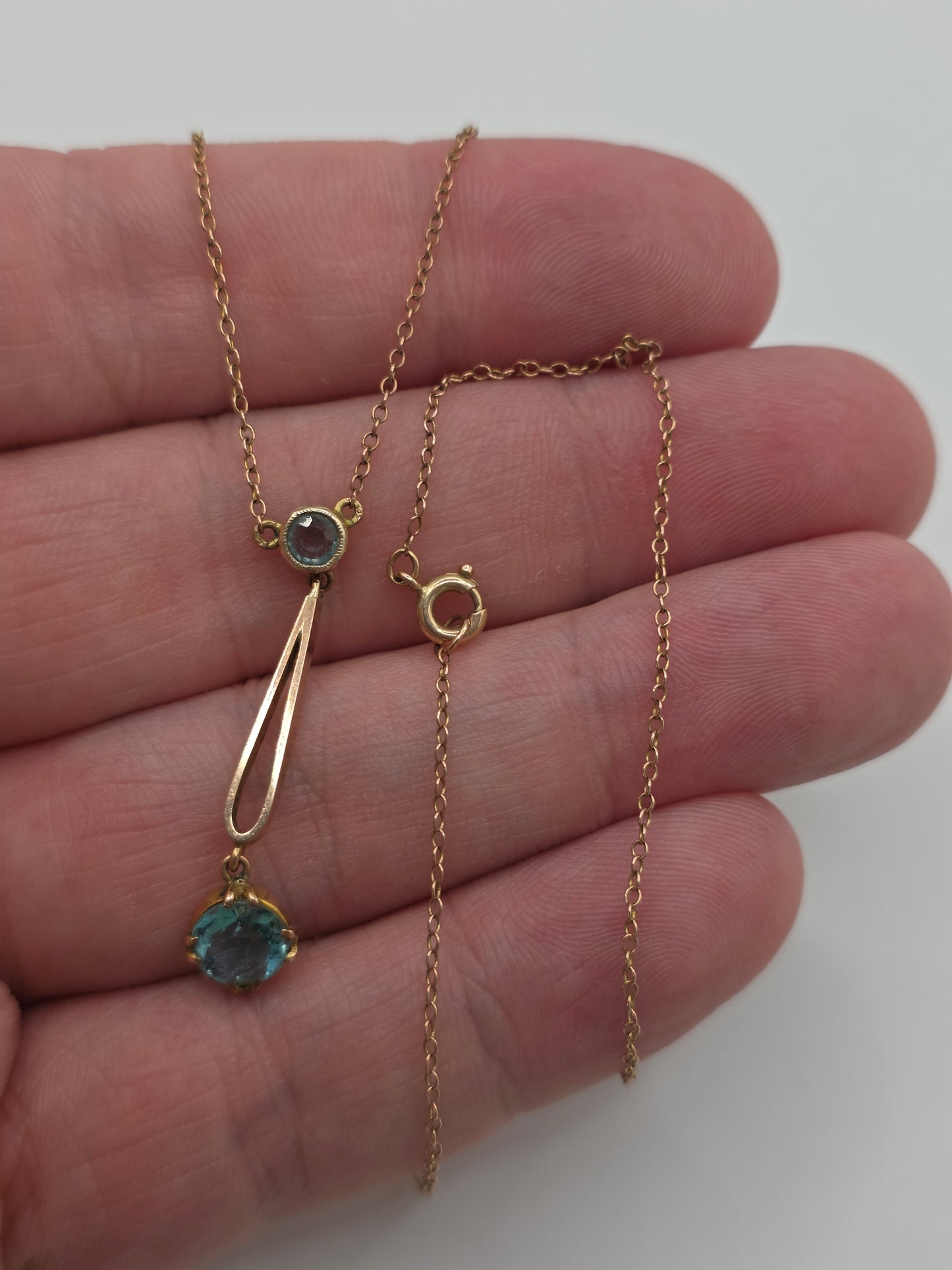 Edwardian 9ct rose gold topaz necklace