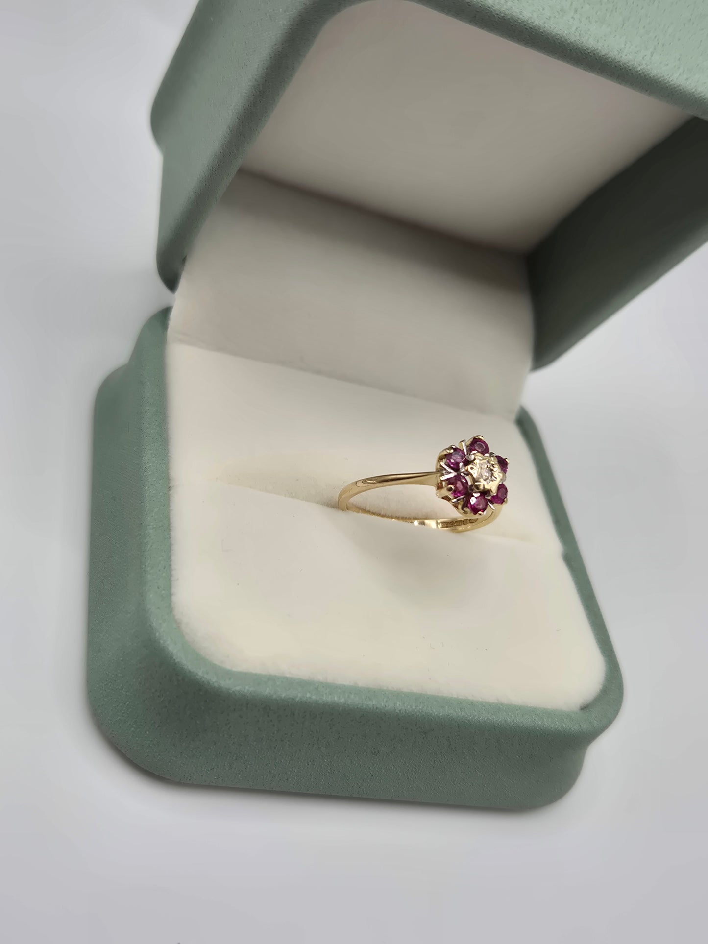 9ct gold ruby and diamond ring