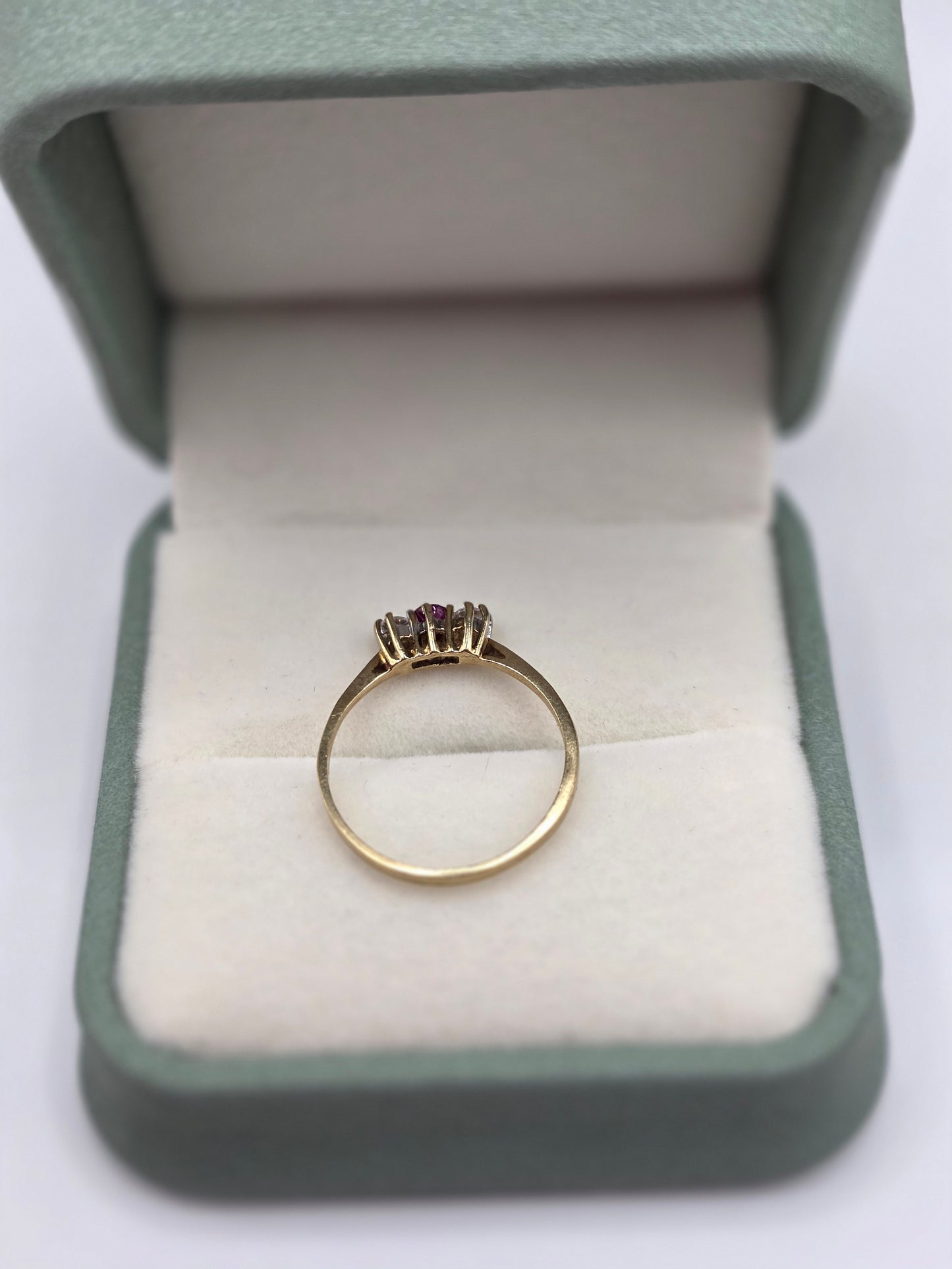 9ct gold ruby and zircon ring