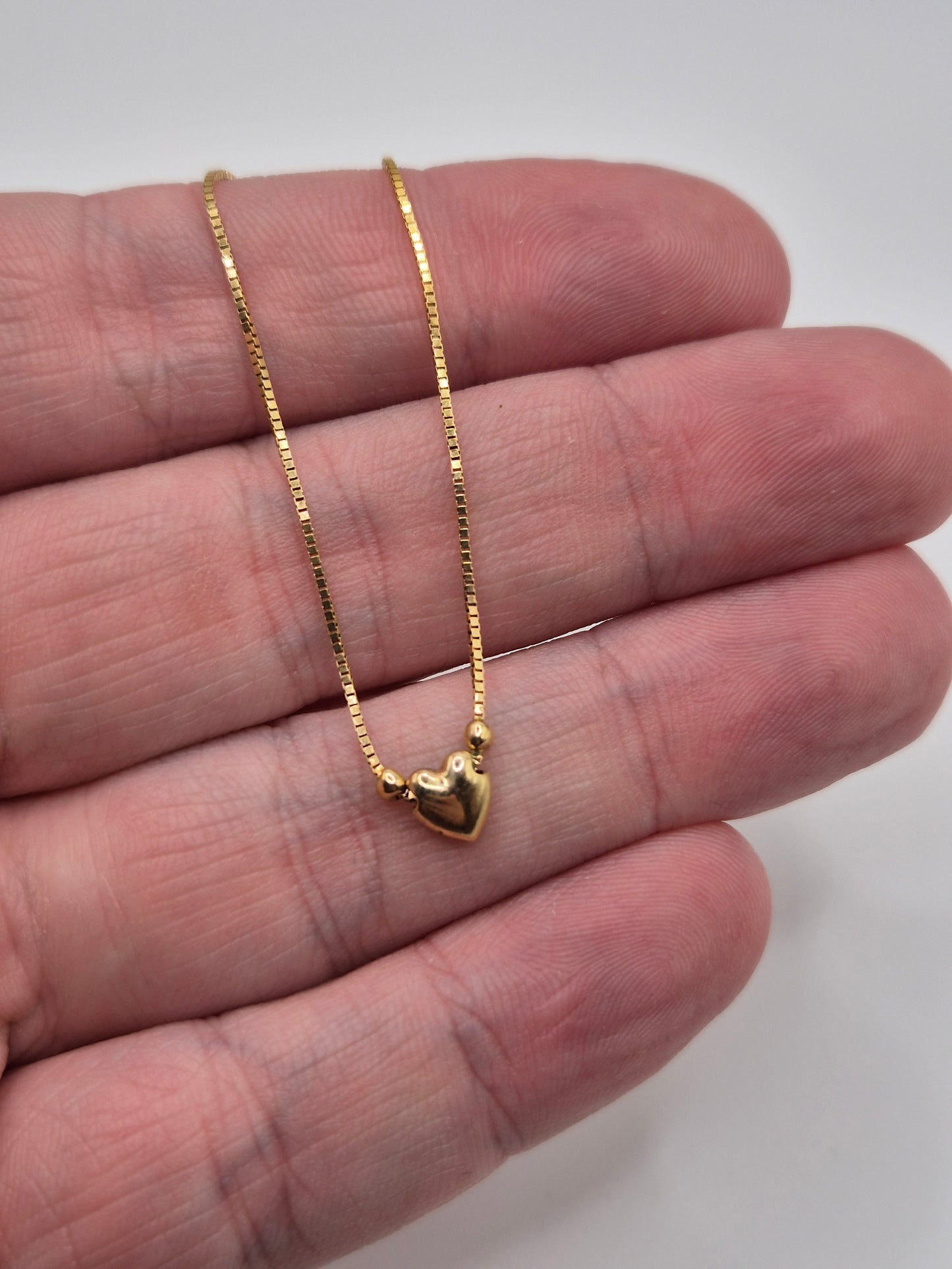 9ct gold heart box link anklet