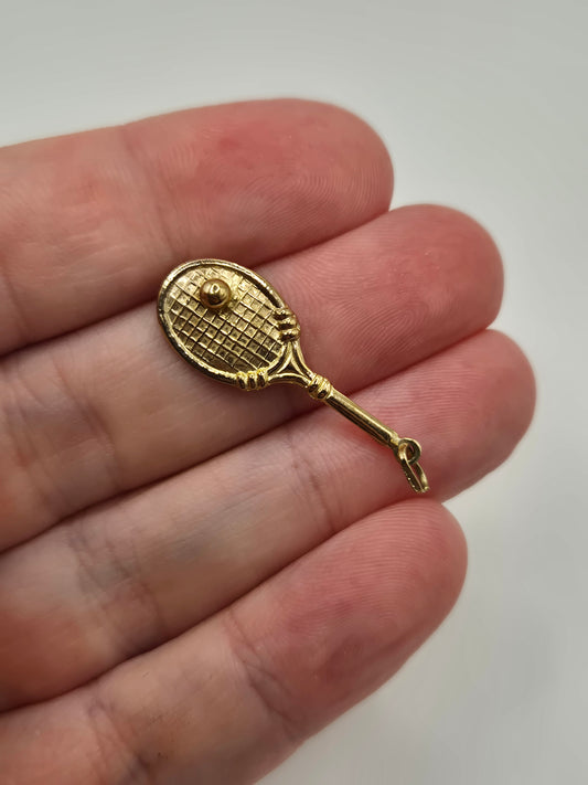 9ct gold tennis racket charm
