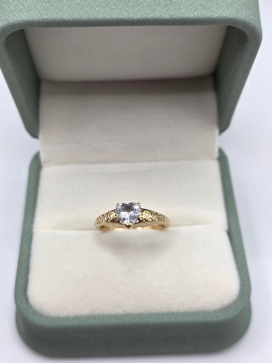 9ct gold Cz heart ring
