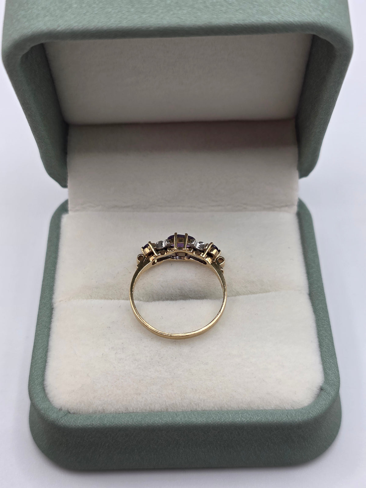 9ct two tone gold amethyst and diamond ring