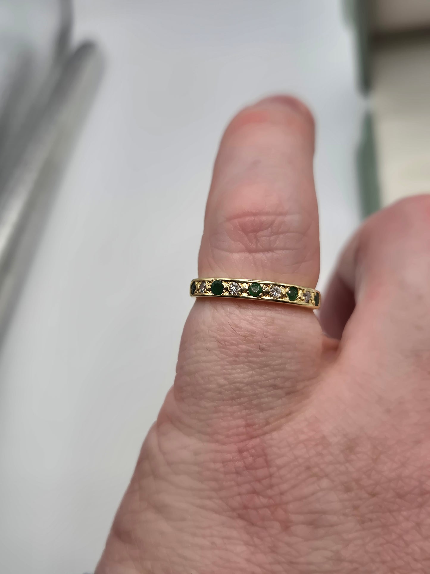 18ct gold emerald and diamond ring