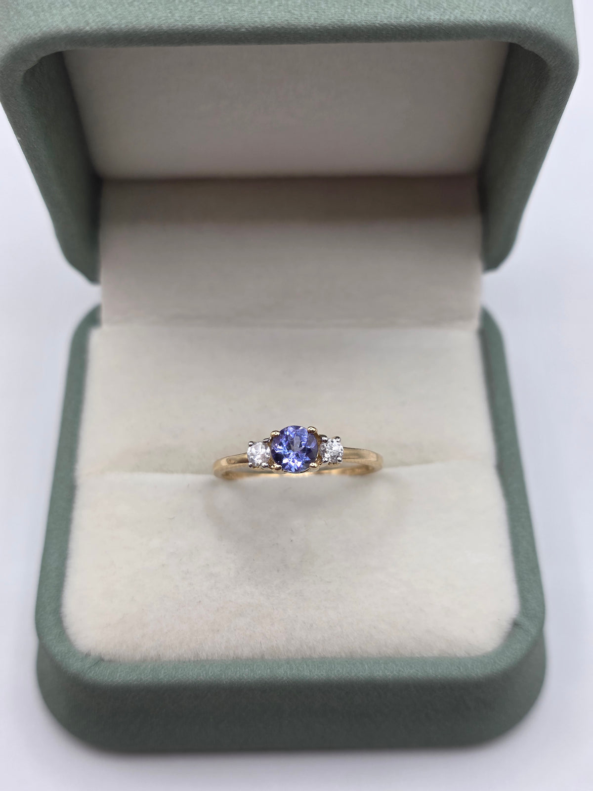 9ct gold tanzanite and white topaz ring