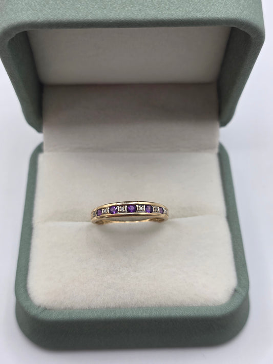 9ct gold amethyst and diamond ring
