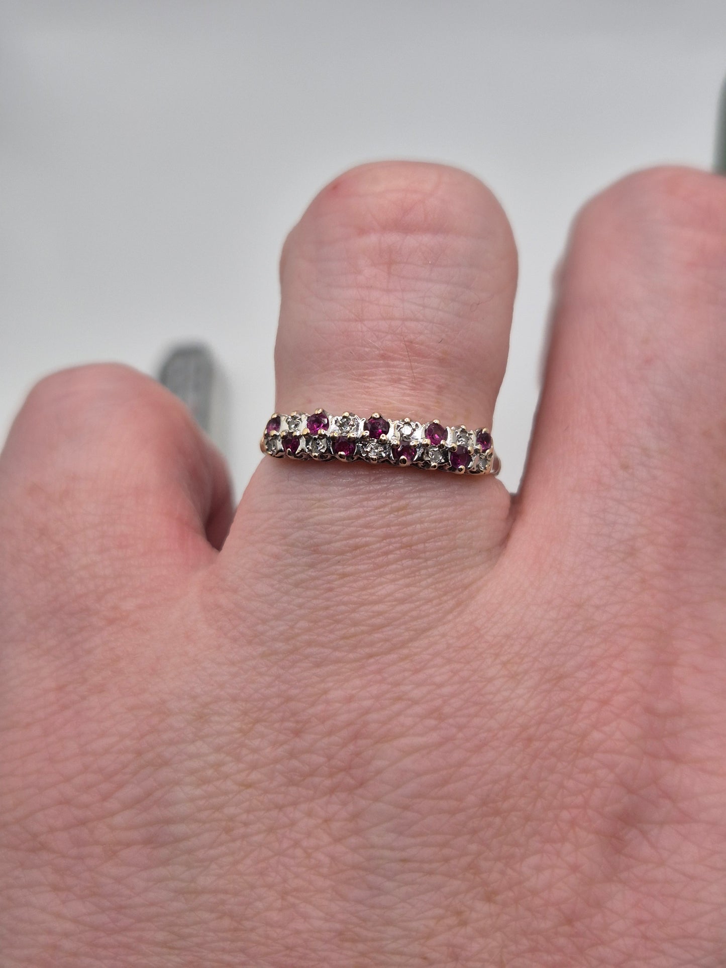 9ct gold ruby and diamond ring