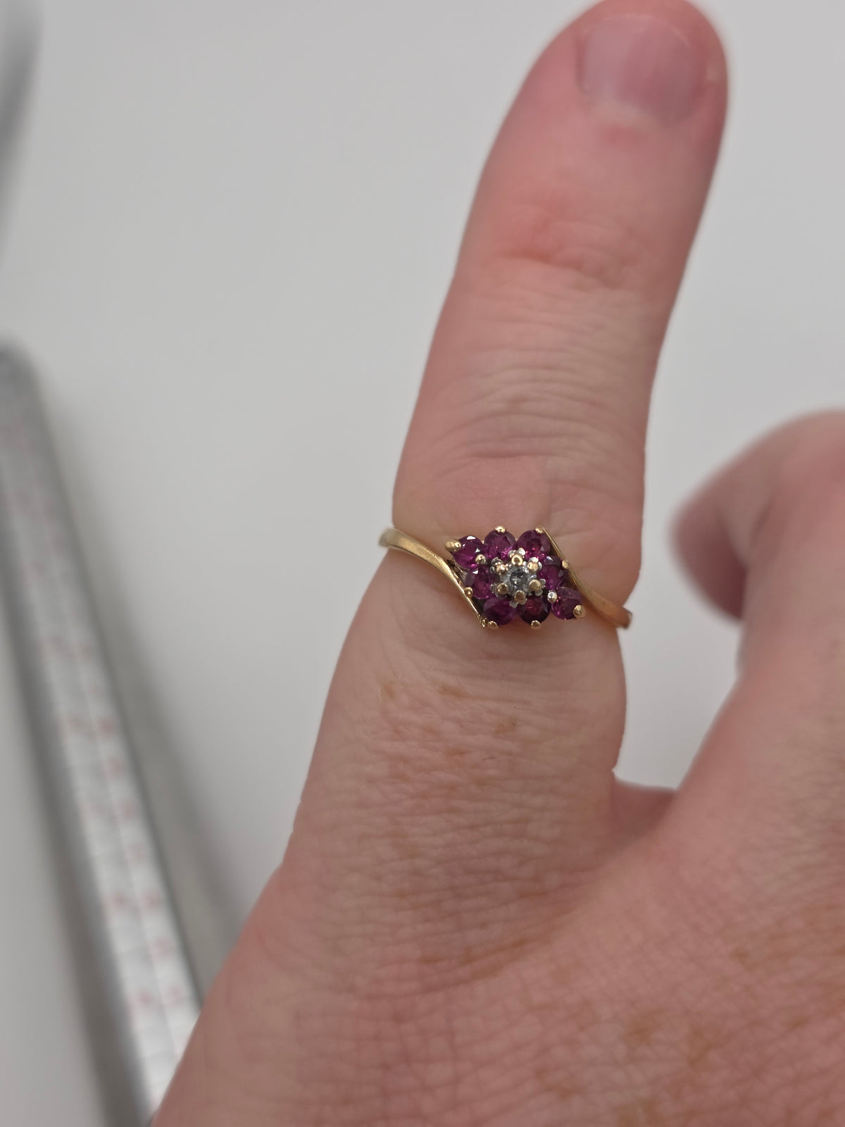 9ct gold ruby and diamond ring