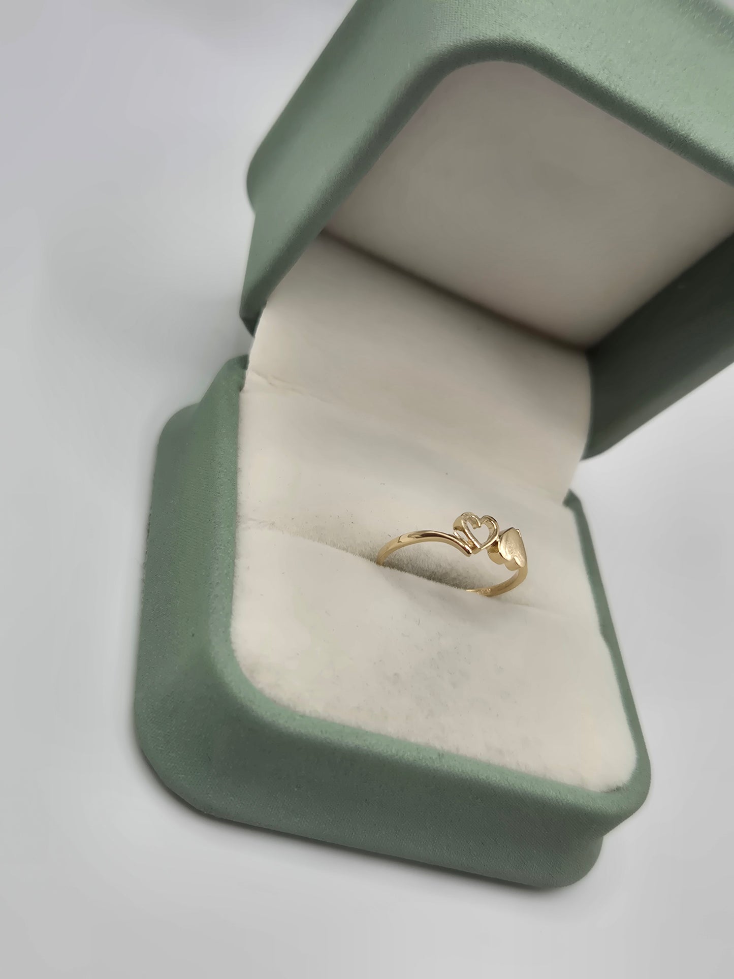 9ct gold double heart ring