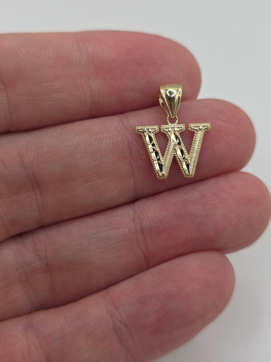 9ct gold initial W pendant