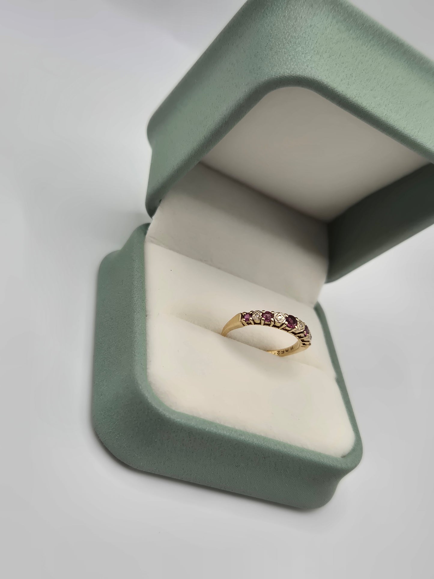 9ct gold ruby and diamond ring