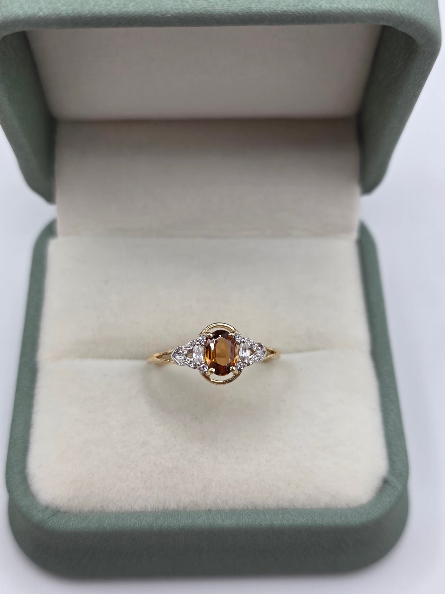 9ct gold orange topaz and zircon ring
