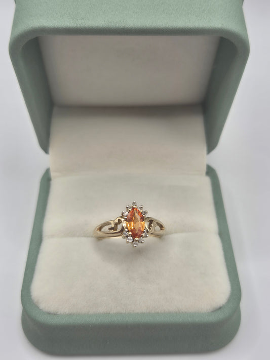9ct gold citrine and diamond ring