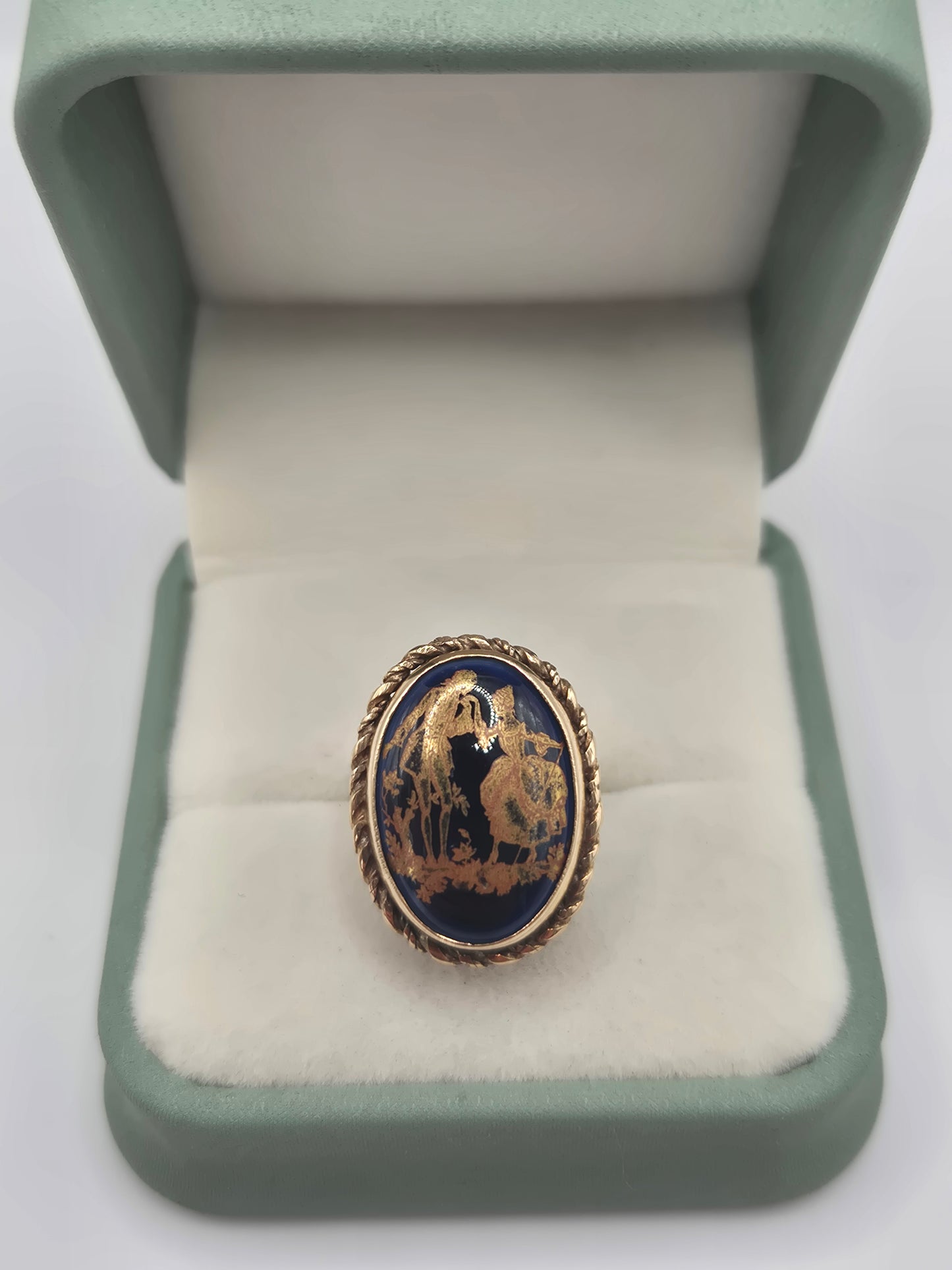 Vintage 9ct gold limoges ring