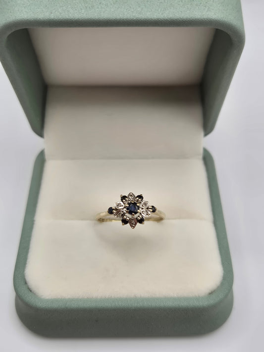 9ct gold sapphire and diamond ring