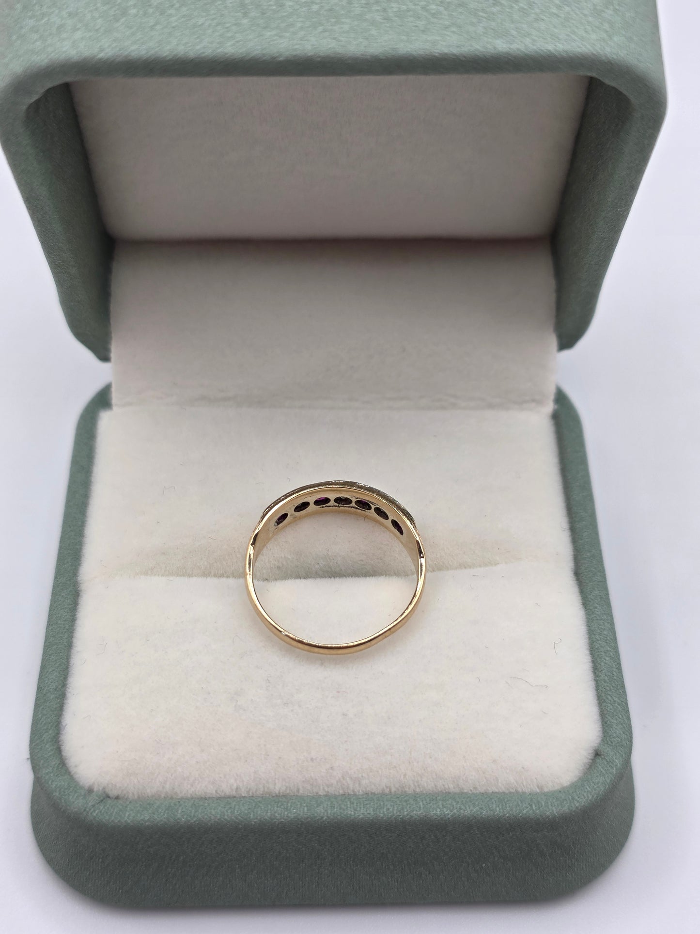 9ct gold synthetic ruby and diamond ring
