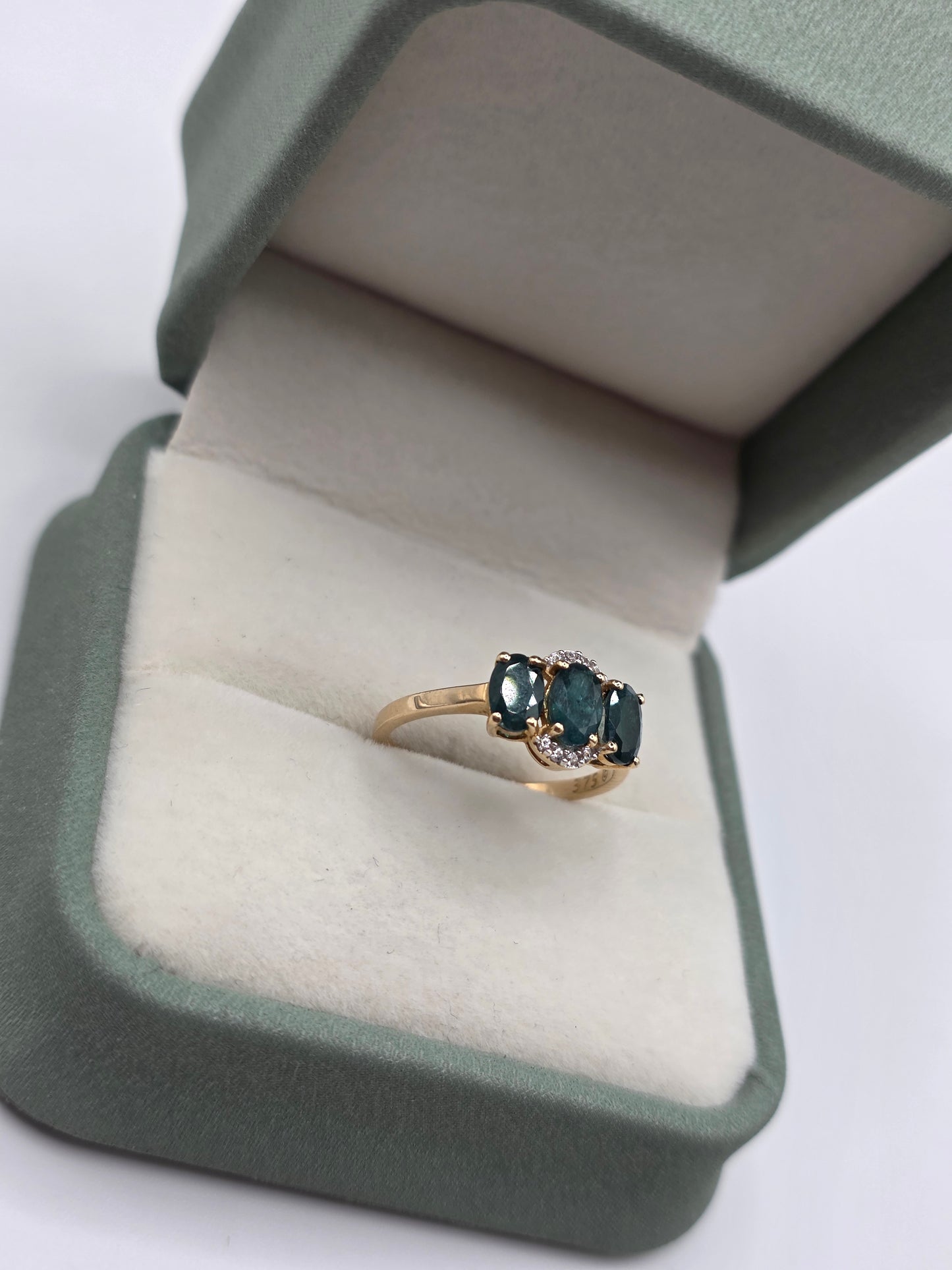 9ct gold tourmaline and zircon ring