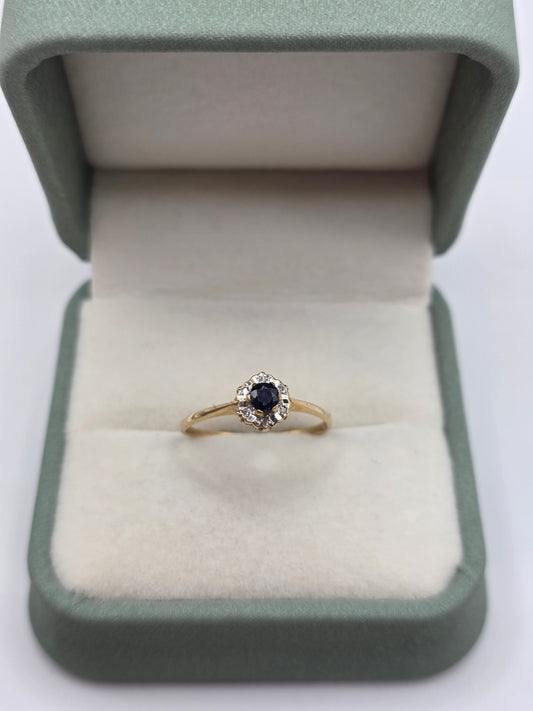9ct gold sapphire and diamond ring