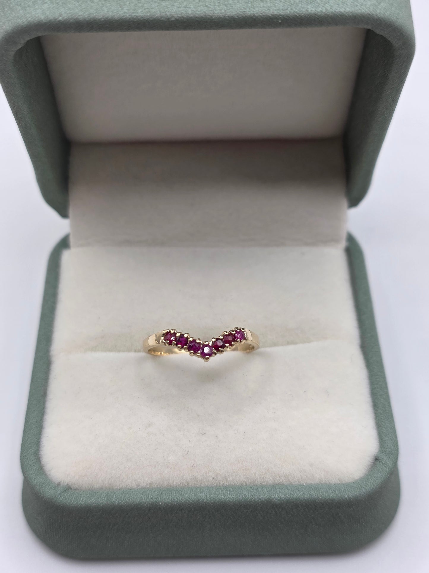 9ct gold ruby wishbone ring