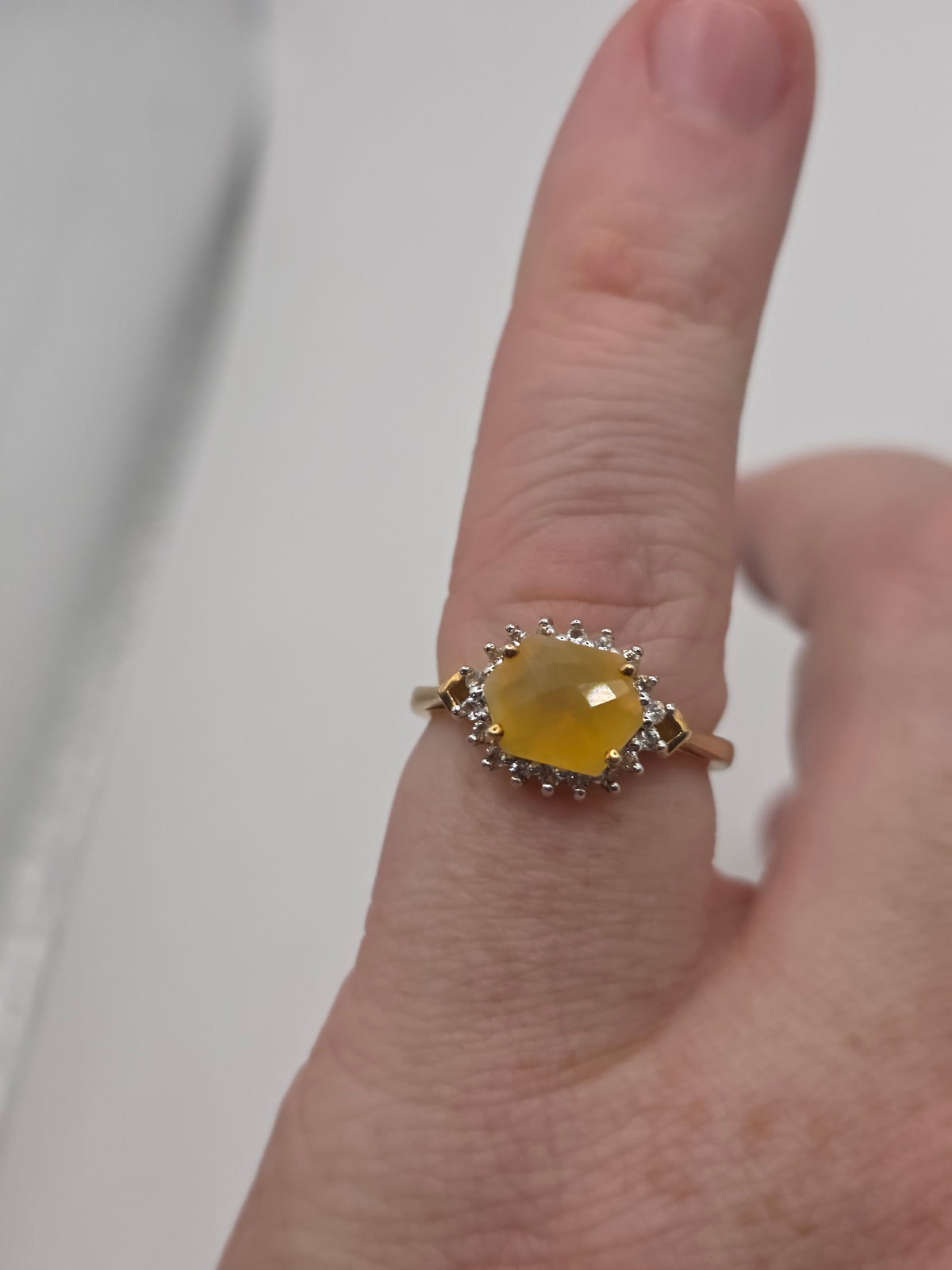 9ct gold opal and white topaz ring