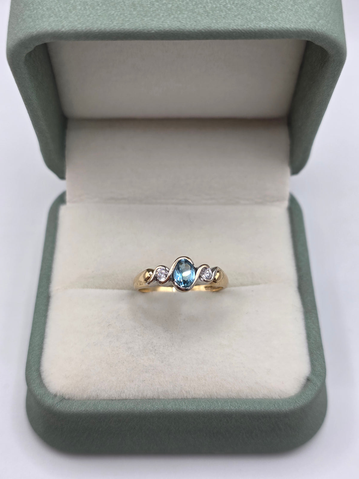 9ct two tone gold topaz and zircon ring