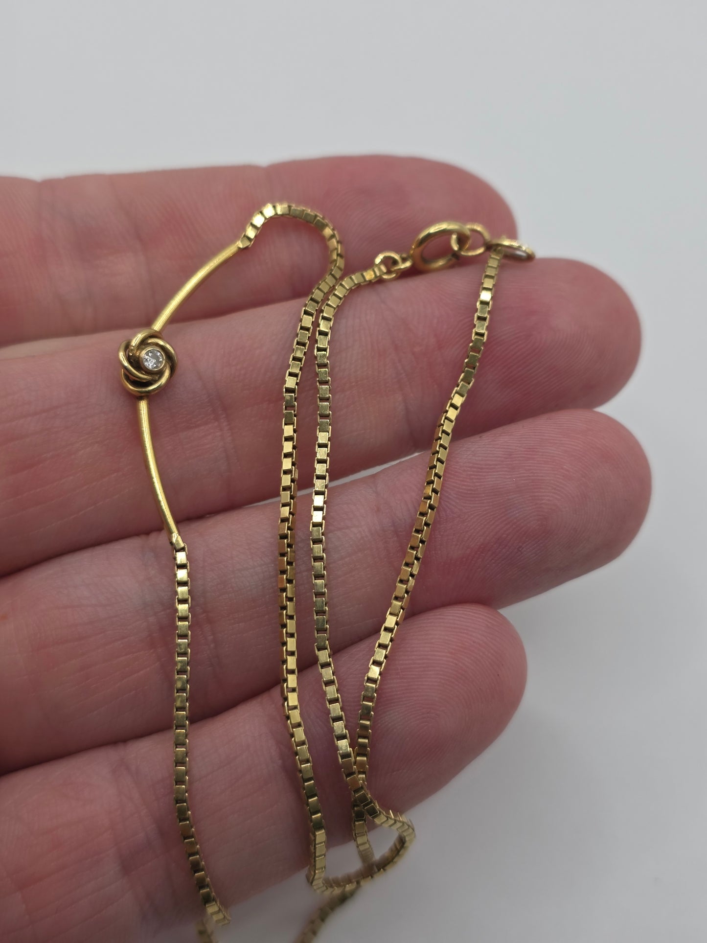 Heavy vintage 9ct gold box link diamond necklace