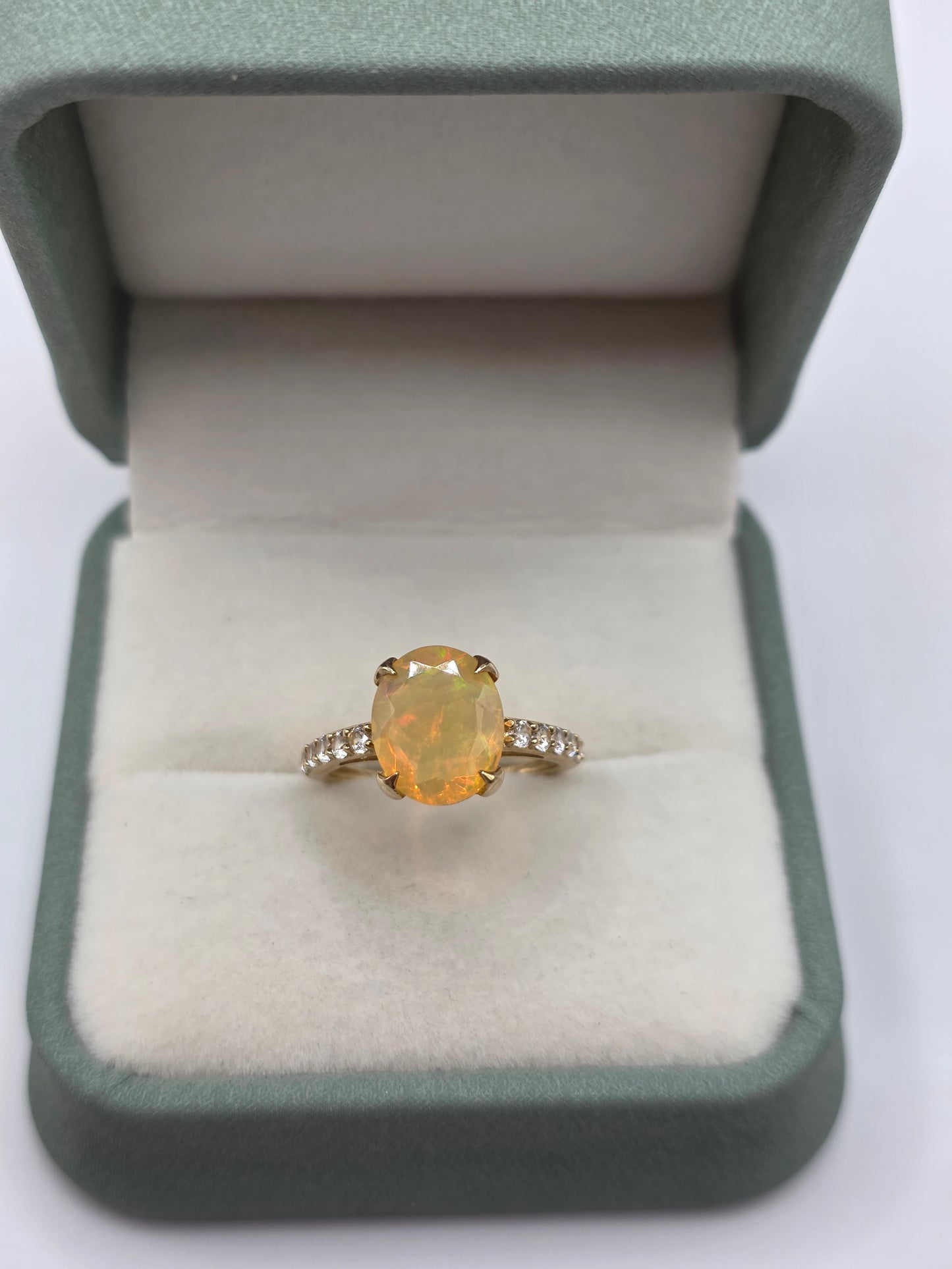 9ct gold opal and zircon ring