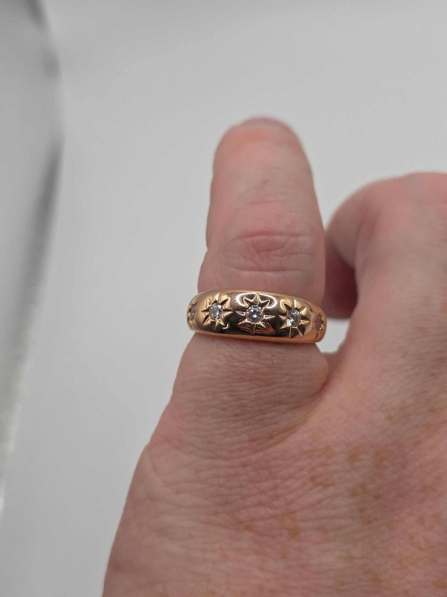 14ct rose gold cz gypsy ring