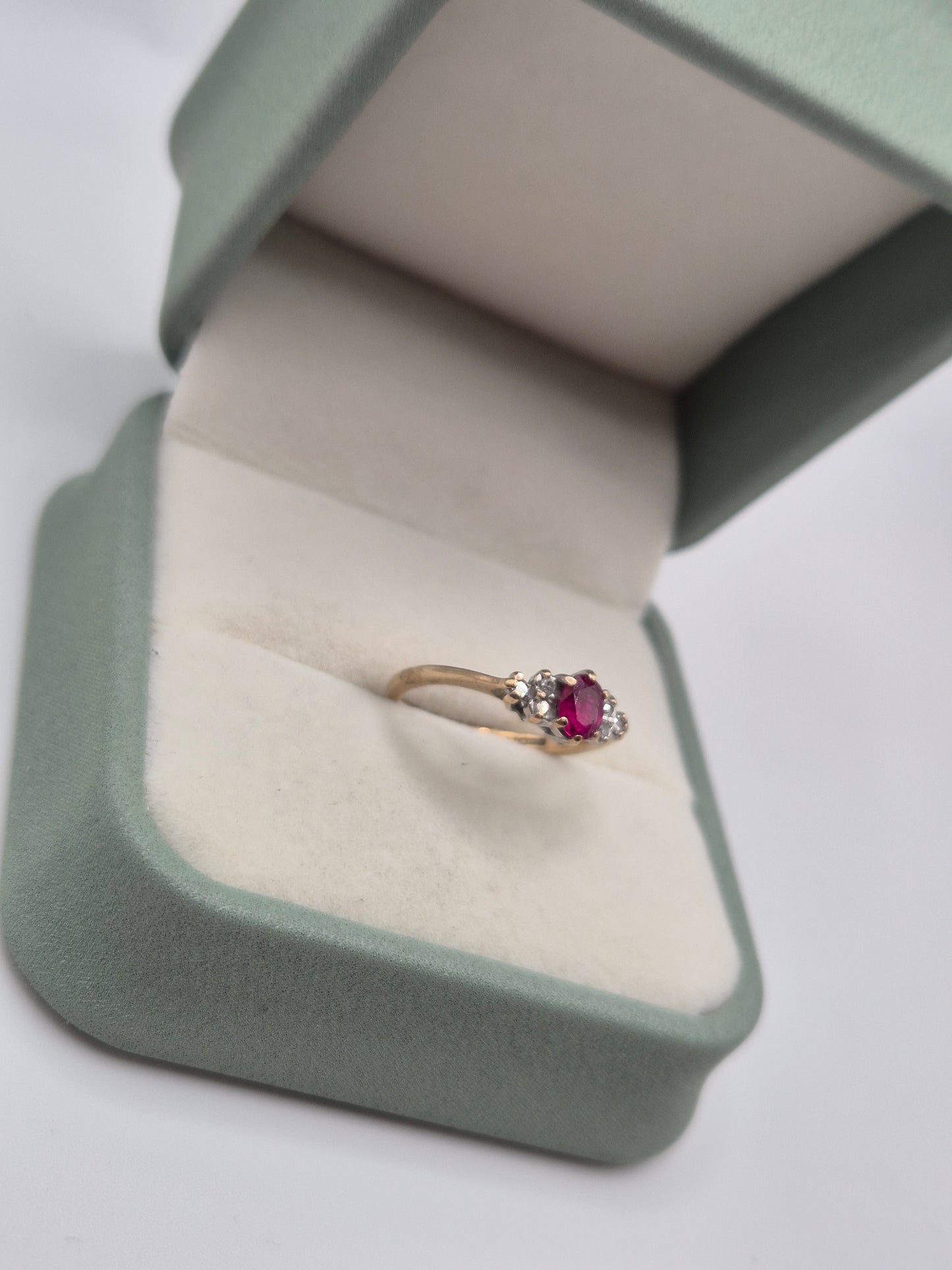 9ct gold ruby and diamond ring