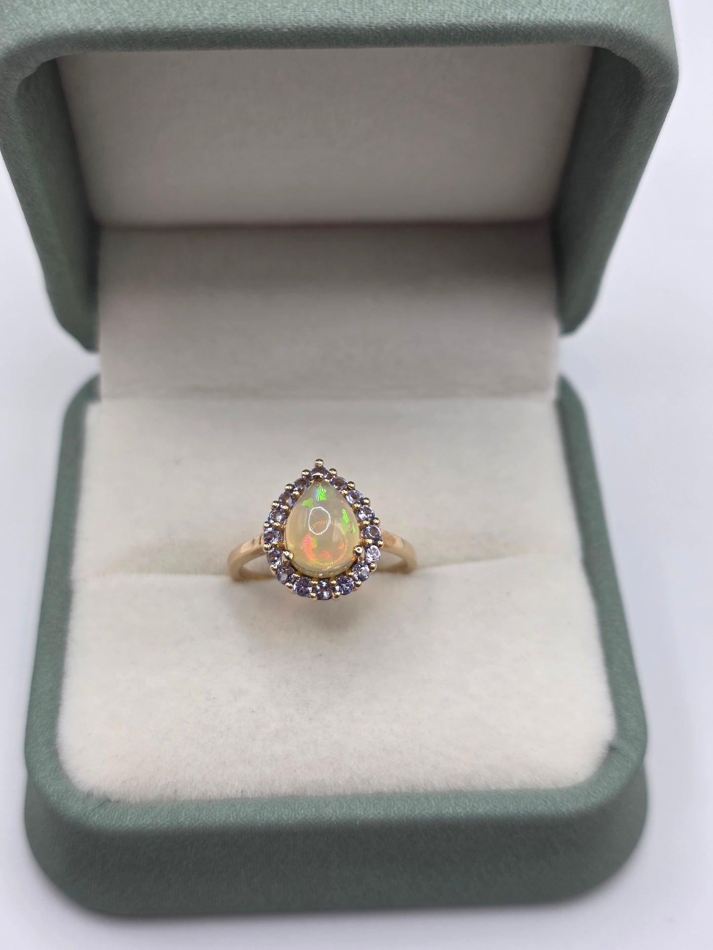 9ct gold opal and tanzanite ring