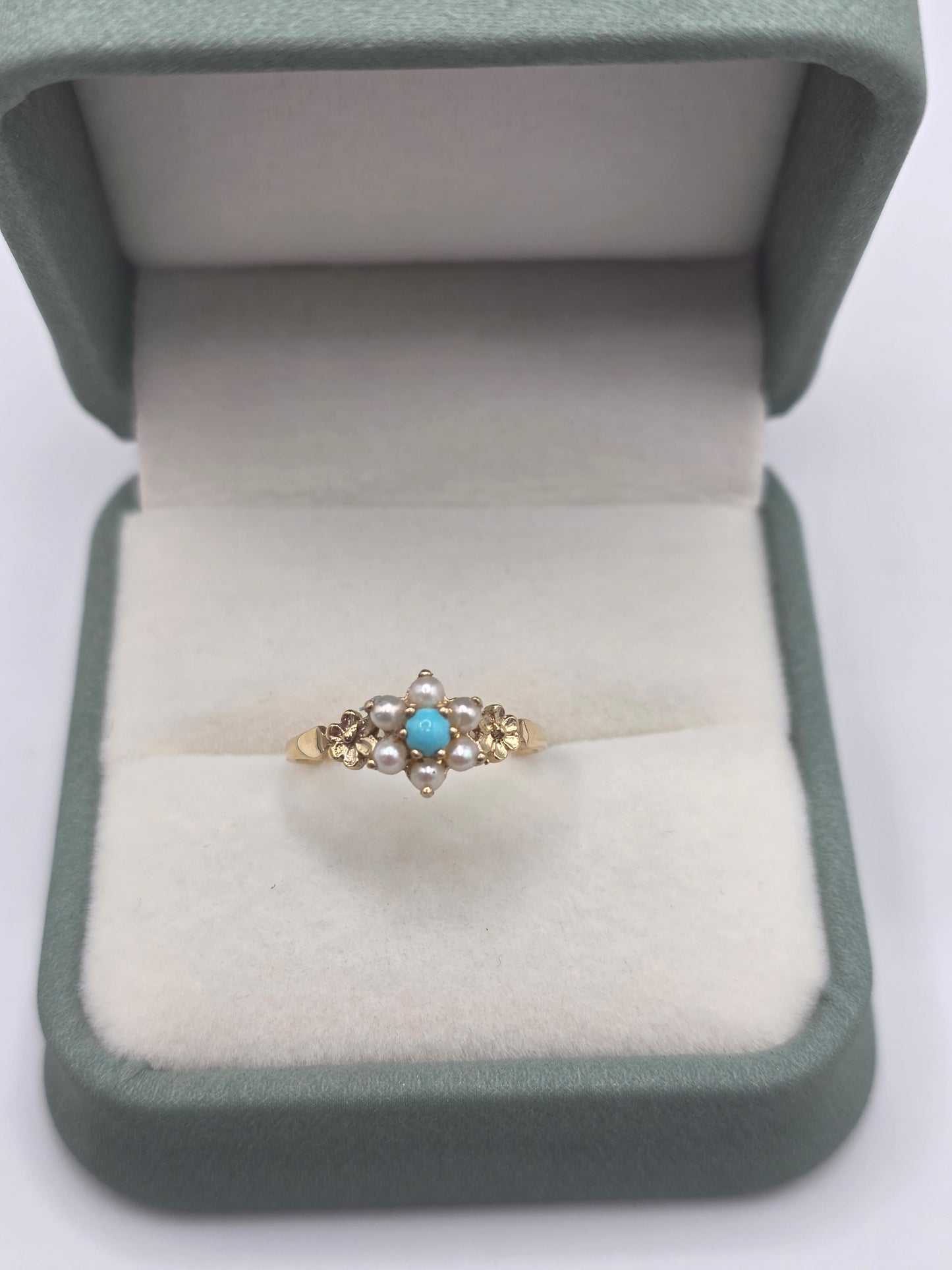 9ct gold turquoise and pearl ring